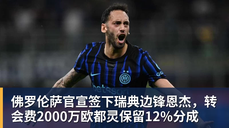 尊龙凯时佛罗伦萨官宣签下瑞典边锋恩杰，转会费2000万欧都灵保留12%分成